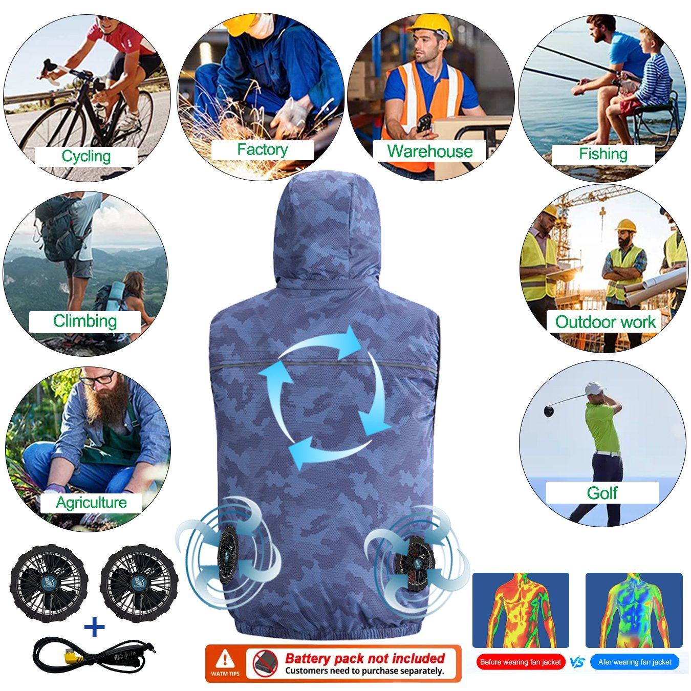 Summer Sport 12V/5V Fan Air Co - Outdoor Sport Jacket Brand 评论和价格